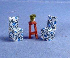Upholstered Side Chairs (2) & Plant Stand (JS039)